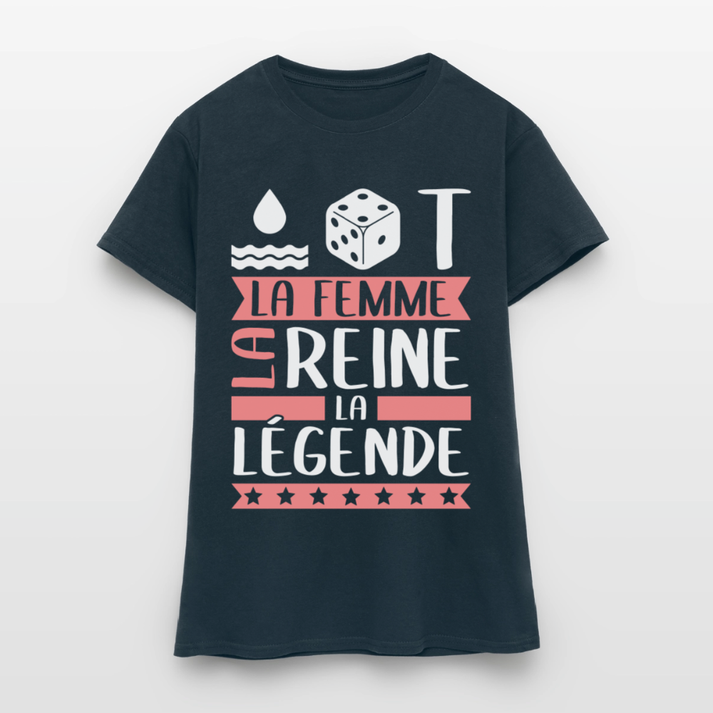 T-shirt femme Odette rébus – La femme, la reine, la légende - marine