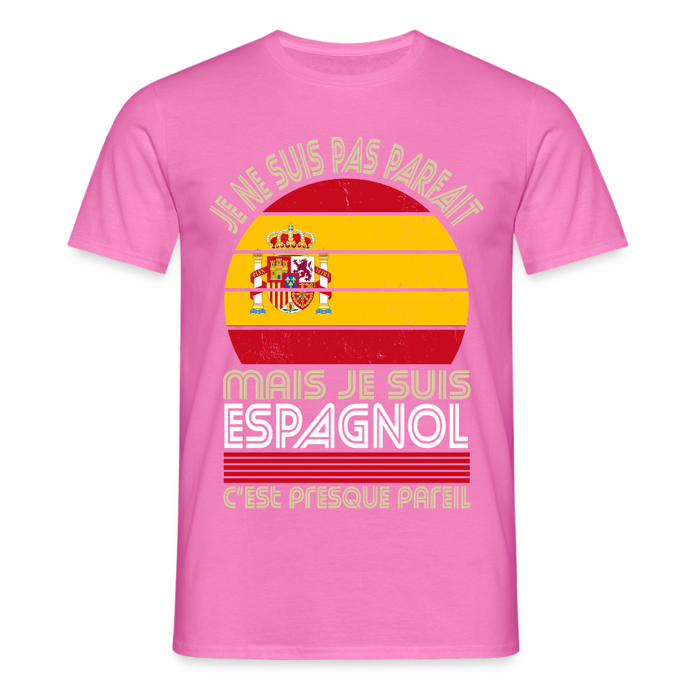 T-shirt Espagne homme humour – Je ne suis pas parfait mais je suis Espagnol - rose