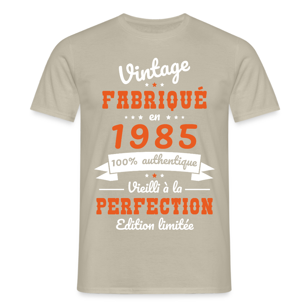 T-shirt Homme - Anniversaire 40 Ans - Vintage fabriqué en 1985 - beige sable