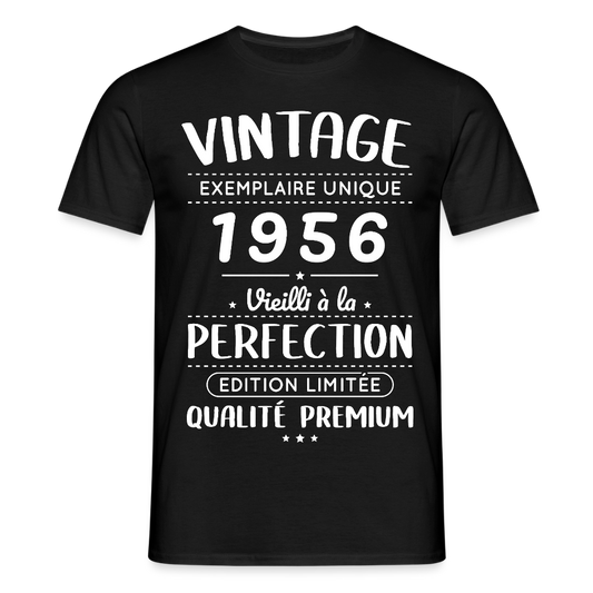 T-shirt anniversaire homme 70 ans – Vintage 1956 – Perfection - noir