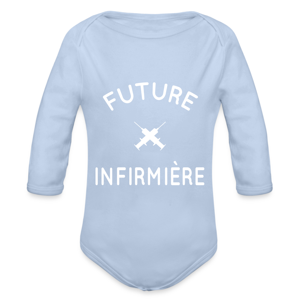 Body Bébé bio manches longues - Future infirmière - ciel