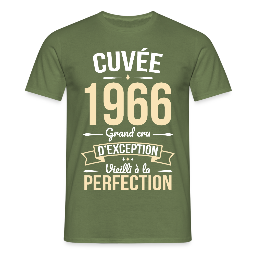 T-shirt anniversaire homme 60 ans – Cuvée 1966, Grand cru d’exception - vert militaire