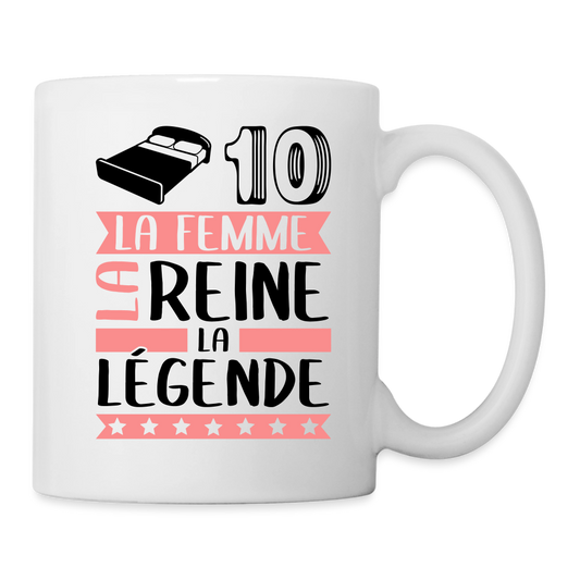 Mug blanc Lydie rébus – La femme, la reine, la légende - blanc