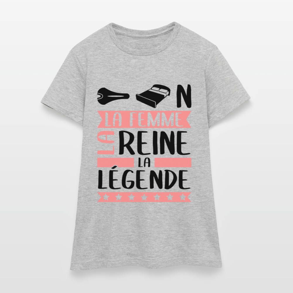 T-shirt femme coloris clair Céline en rébus – La femme, la reine, la légende - gris chiné