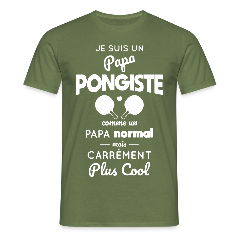T-shirt Homme - Papa pongiste plus cool - vert militaire