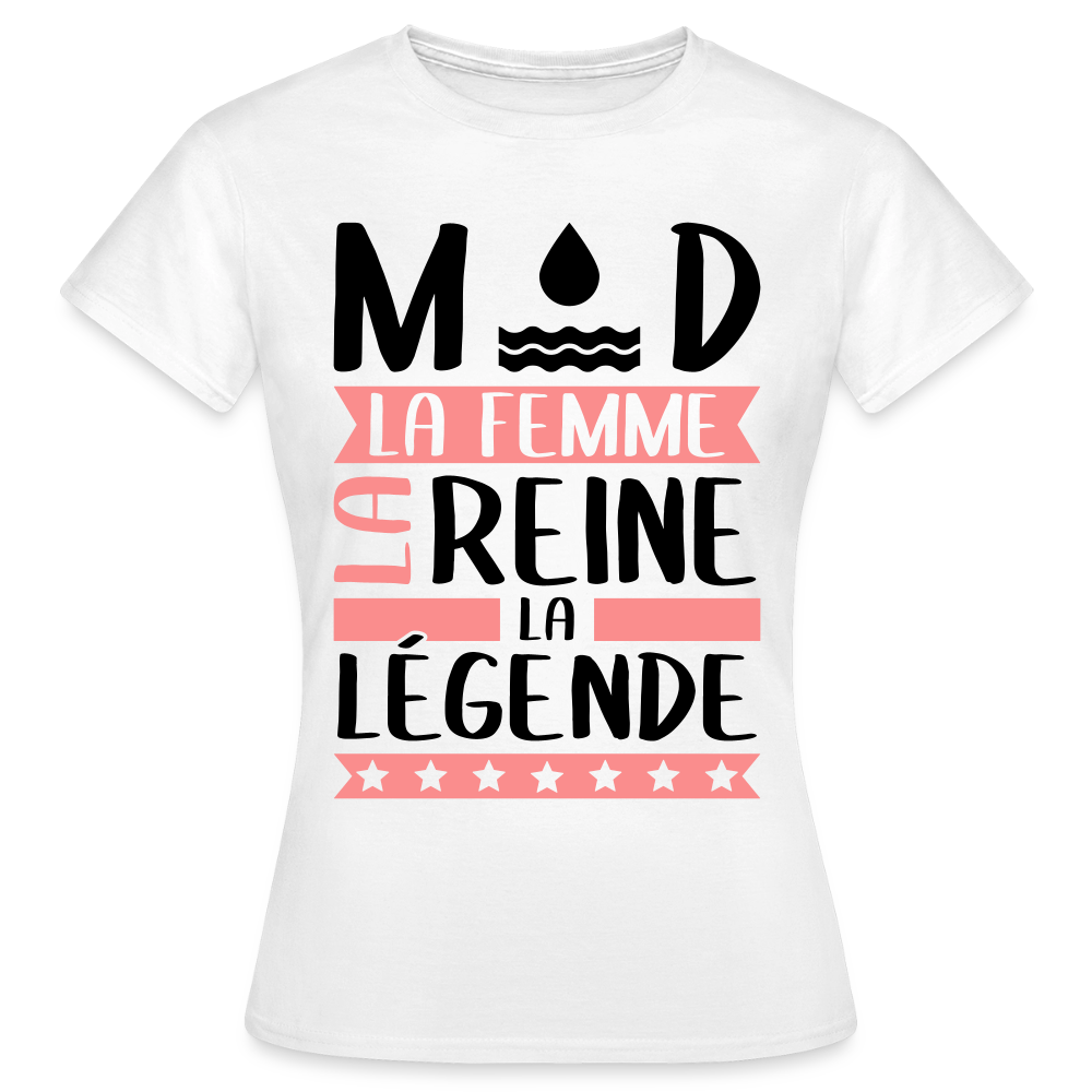 T-shirt femme coloris clair Maud rébus – La femme, la reine, la légende - blanc