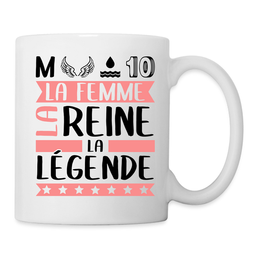 Mug blanc Mélodie rébus – La femme, la reine, la légende - blanc