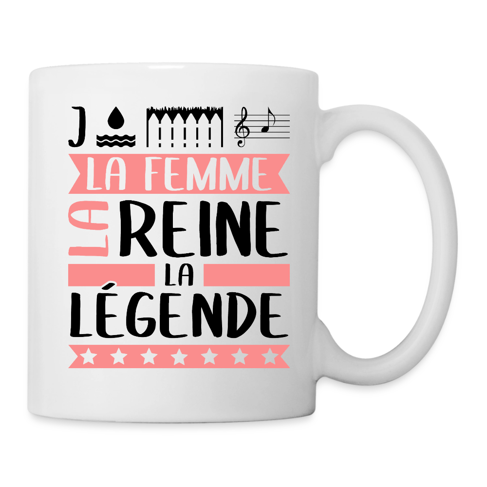 Mug blanc Joëlla rébus – La femme, la reine, la légende - blanc