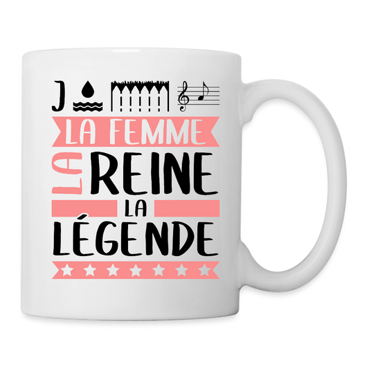 Mug blanc Joëlla rébus – La femme, la reine, la légende - blanc