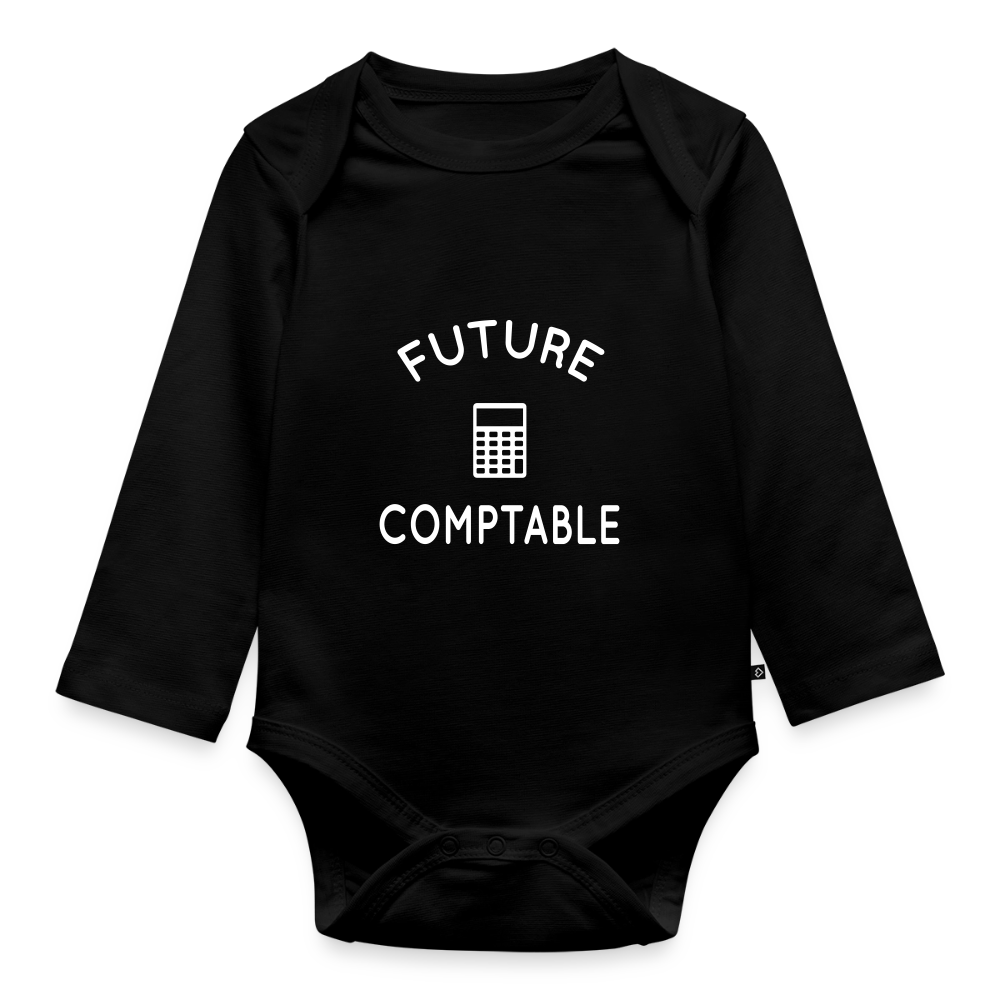 Body Bébé bio manches longues - Future comptable - noir