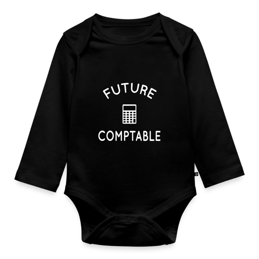 Body Bébé bio manches longues - Future comptable - noir