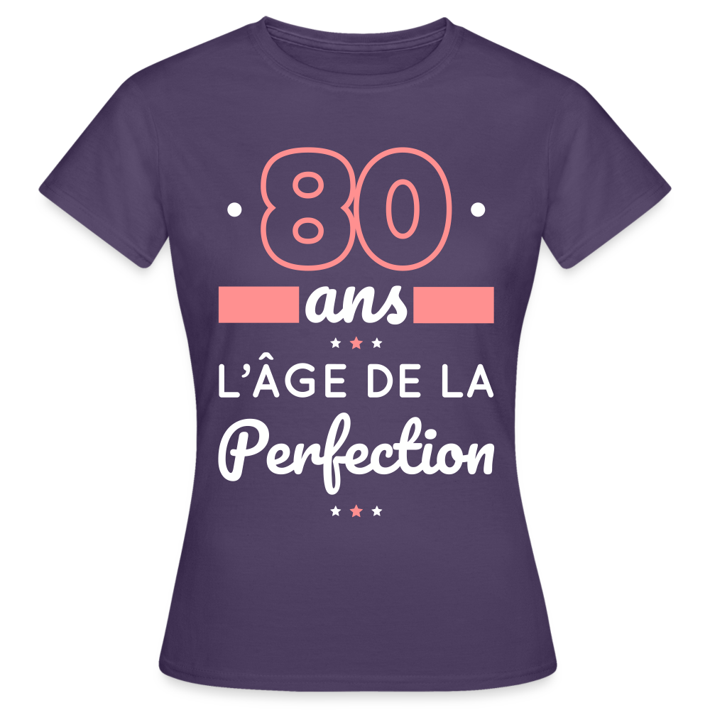 T-shirt Femme - 80 ans l'âge de la perfection - violet foncé