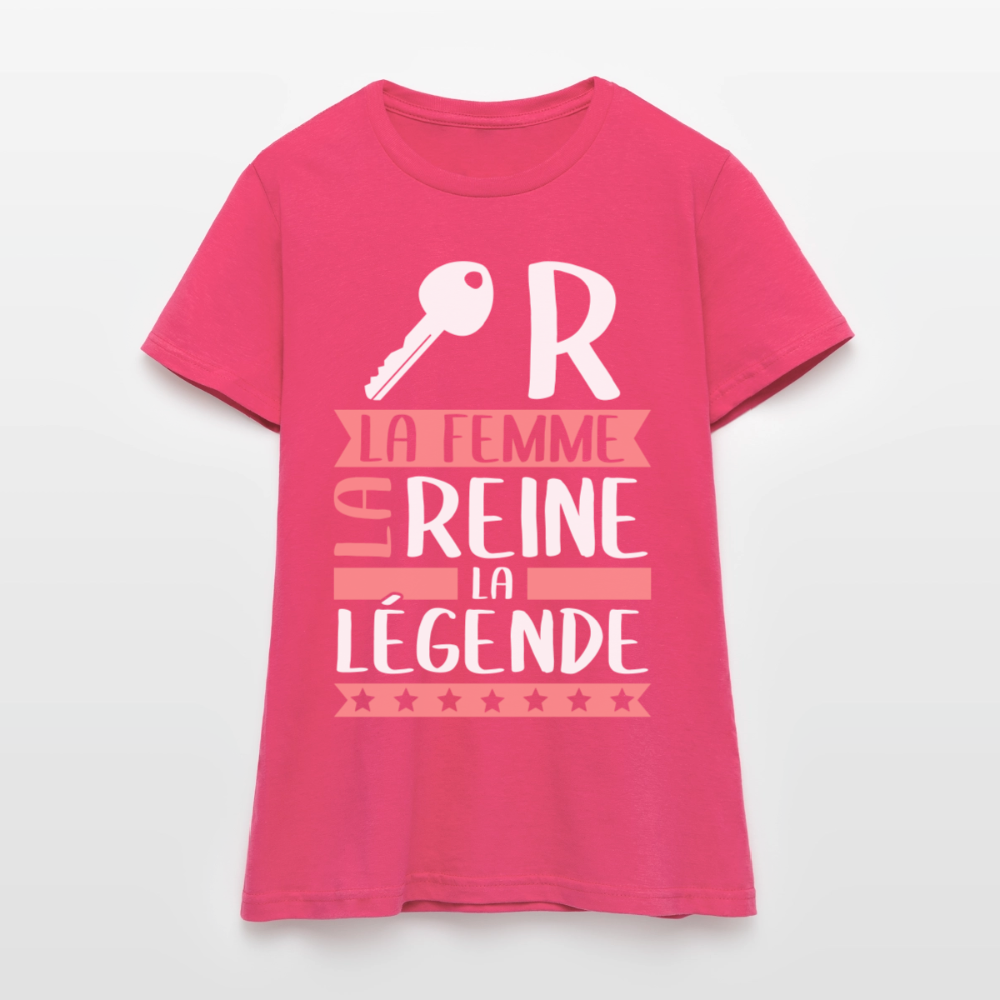 T-shirt femme Claire rébus – La femme, la reine, la légende - rose azalée