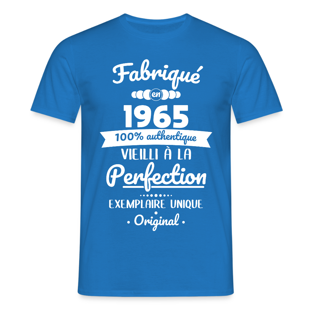 T-shirt Homme - Anniversaire 60 Ans - Fabriqué en 1965 - bleu royal