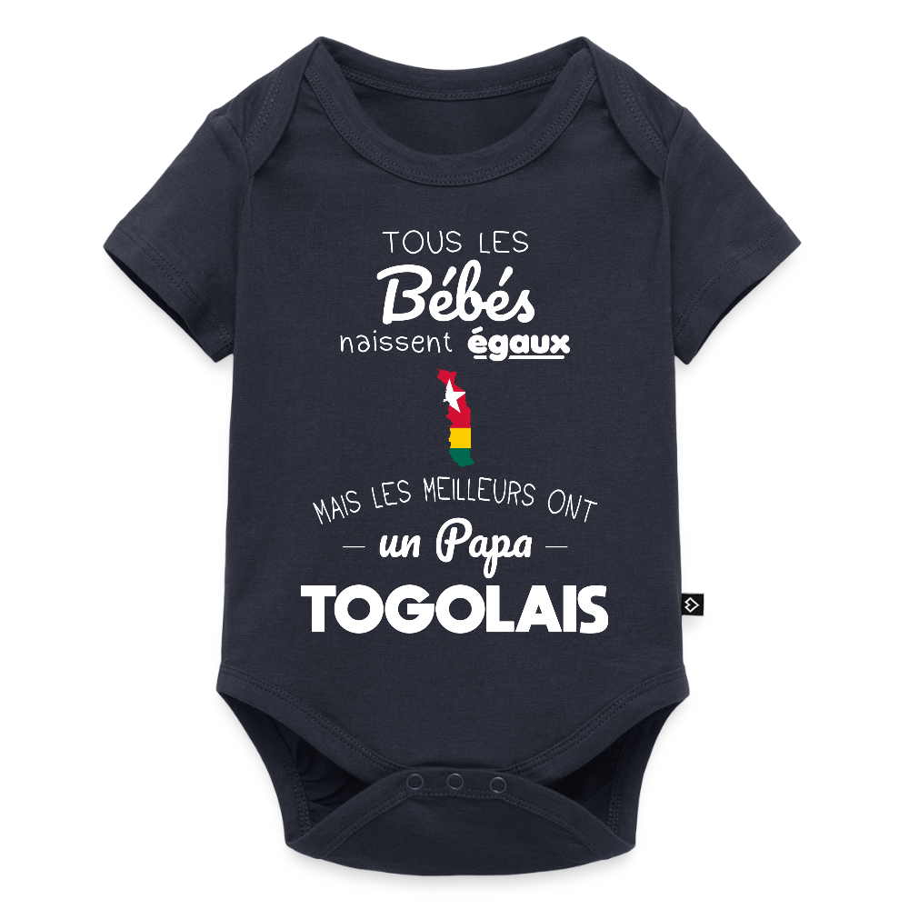 Body Bébé bio manches courtes - Les Meilleurs Ont Un Papa Togolais - bleu marine