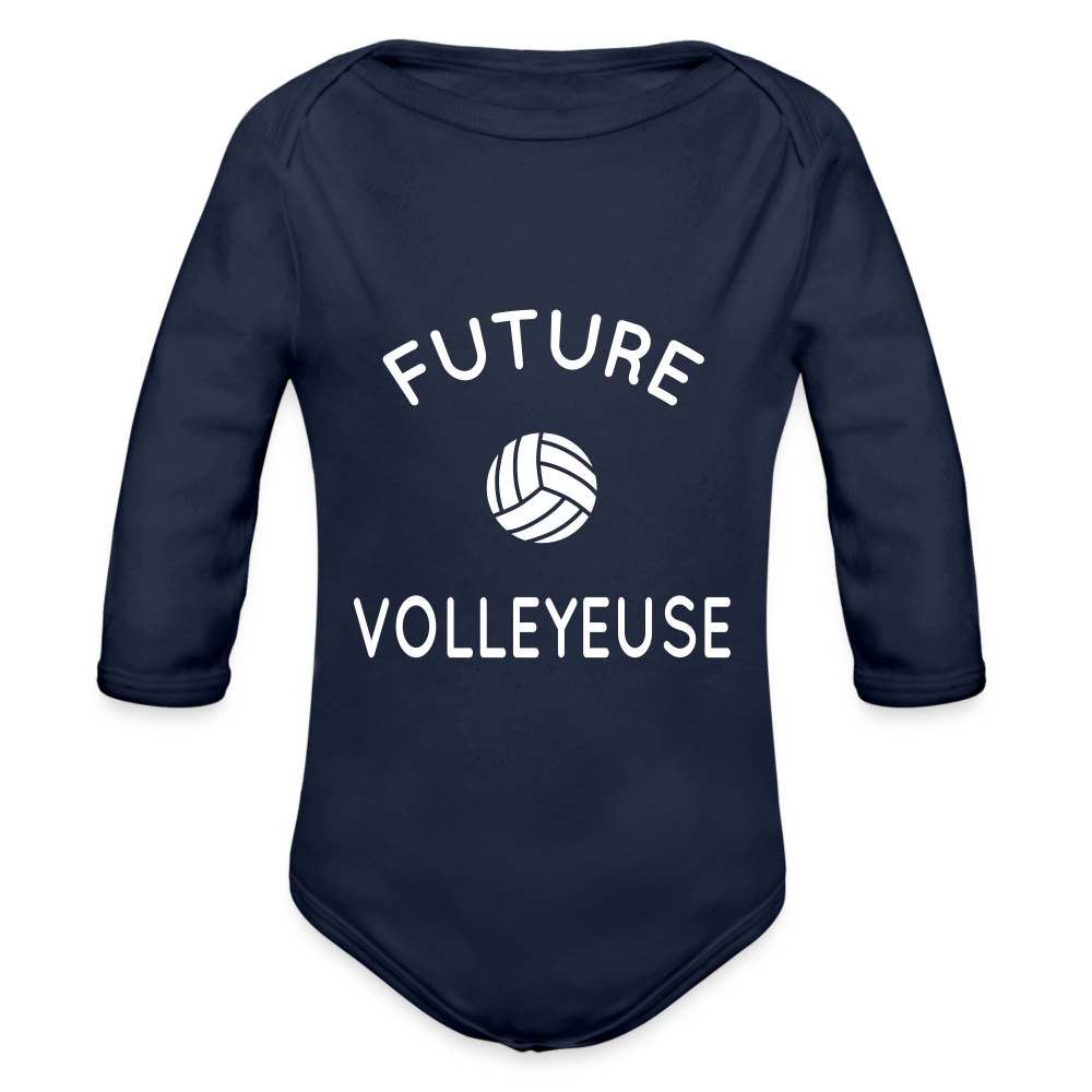 Body Bébé bio manches longues - Future volleyeuse - marine foncé