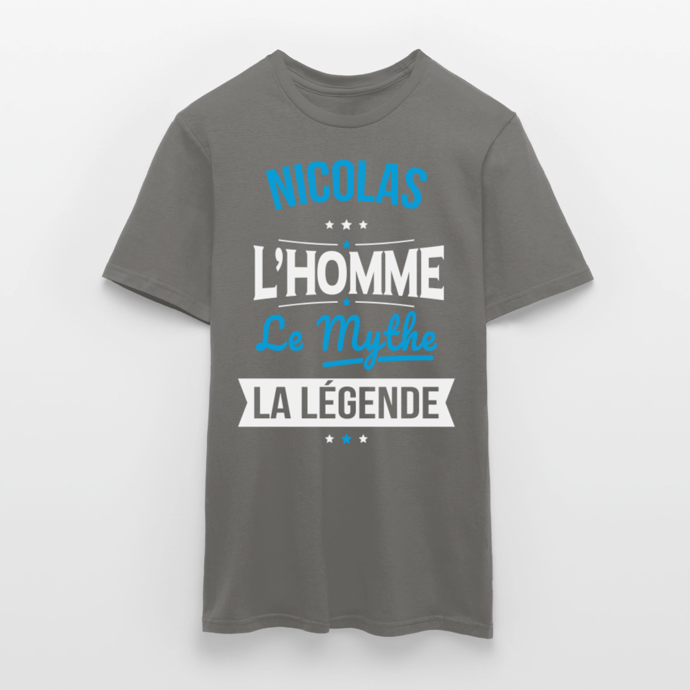 T-shirt Homme - Nicolas - l'Homme - le Mythe - la Légende - gris graphite