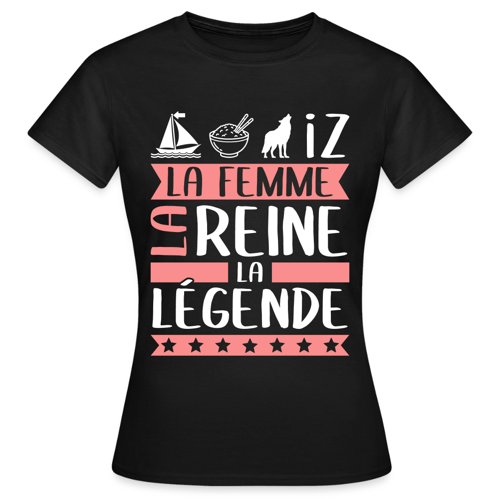 T-shirt femme Marie-Louise rébus – La femme, la reine, la légende - noir