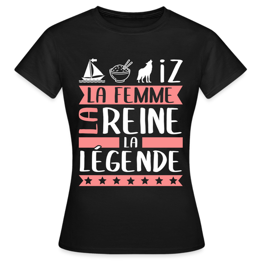 T-shirt femme Marie-Louise rébus – La femme, la reine, la légende - noir