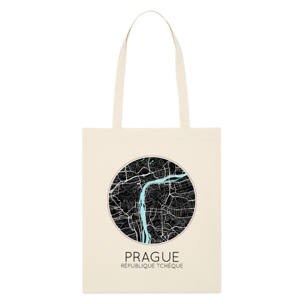 Tote Bag Prague Bio Coloris Clair – Plan de Prague - écru doux