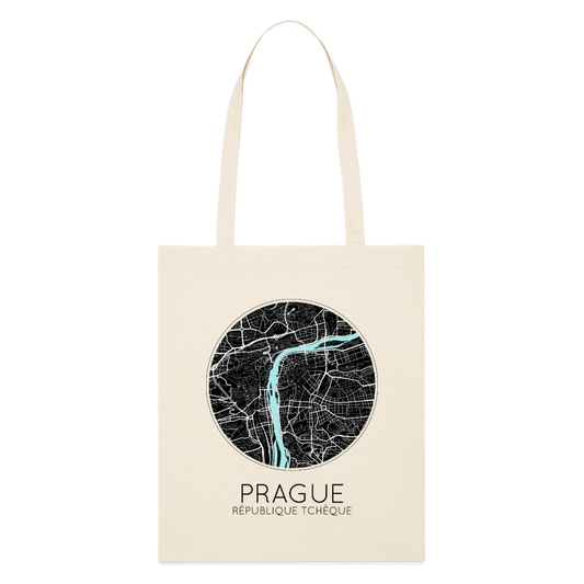 Tote Bag Prague Bio Coloris Clair – Plan de Prague - écru doux