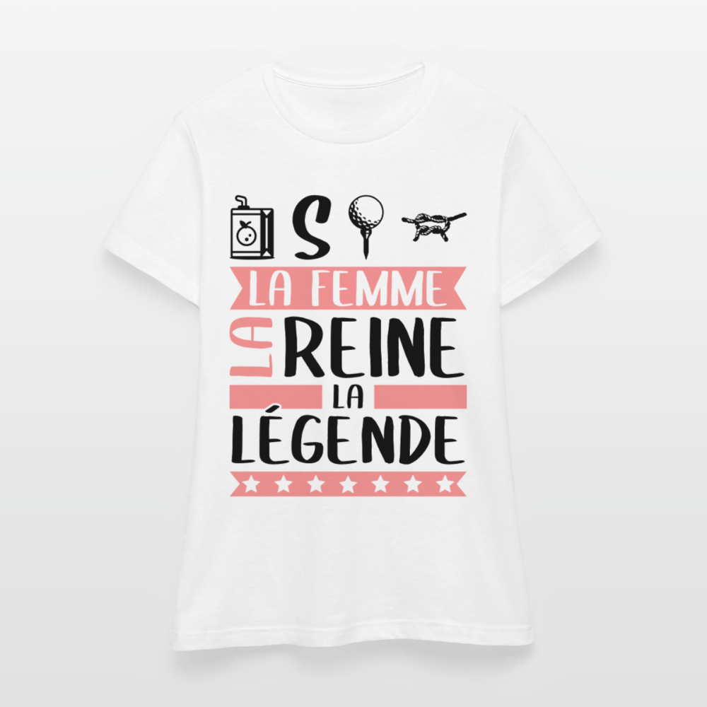T-shirt femme coloris clair Justine rébus – La femme, la reine, la légende - blanc