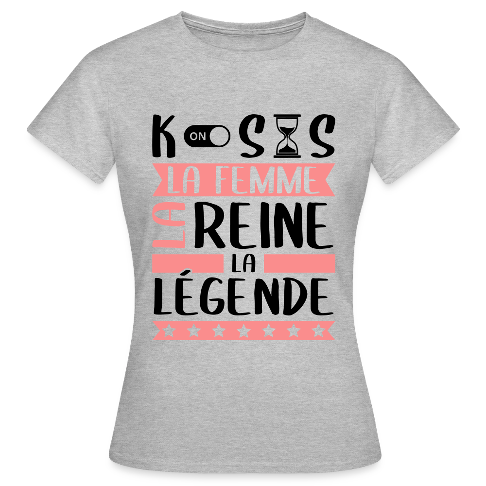 T-shirt femme coloris clair Constance en rébus – La femme, la reine, la légende - gris chiné
