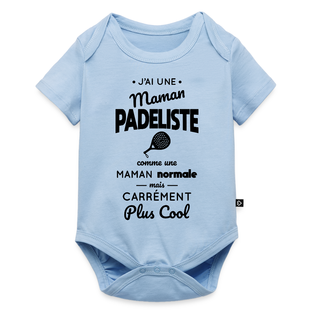 Body Bébé bio manches courtes - J'ai une maman padeliste - bleu clair