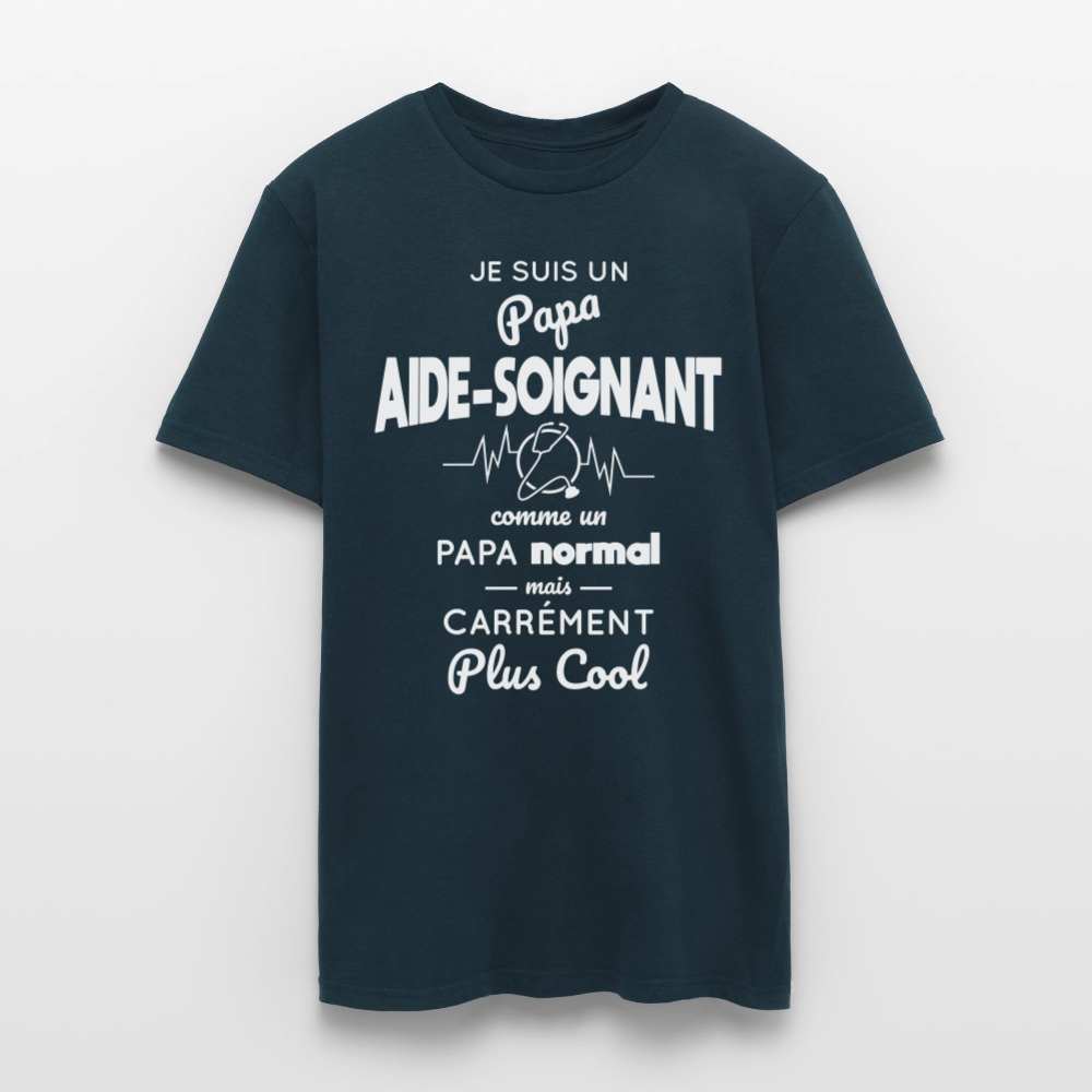 T-shirt Homme - Papa aide-soignant plus cool - marine