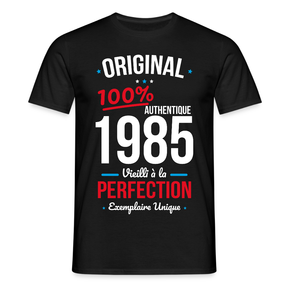 T-shirt Homme - Anniversaire 40 Ans - Original 1985 - noir