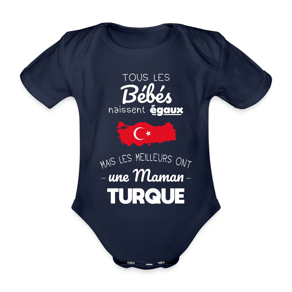 Body Bébé bio manches courtes - Les Meilleurs Ont Une Maman Turque - marine foncé