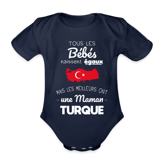 Body Bébé bio manches courtes - Les Meilleurs Ont Une Maman Turque - marine foncé