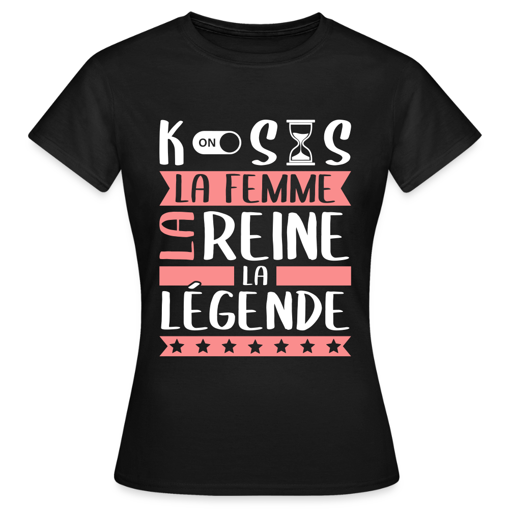 T-shirt femme Constance rébus – La femme, la reine, la légende - noir