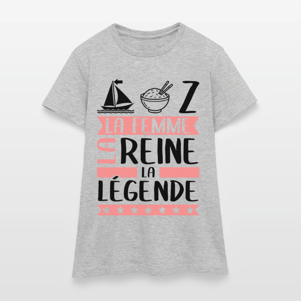 T-shirt femme coloris clair Maryse rébus – La Femme, la reine, la légende - gris chiné