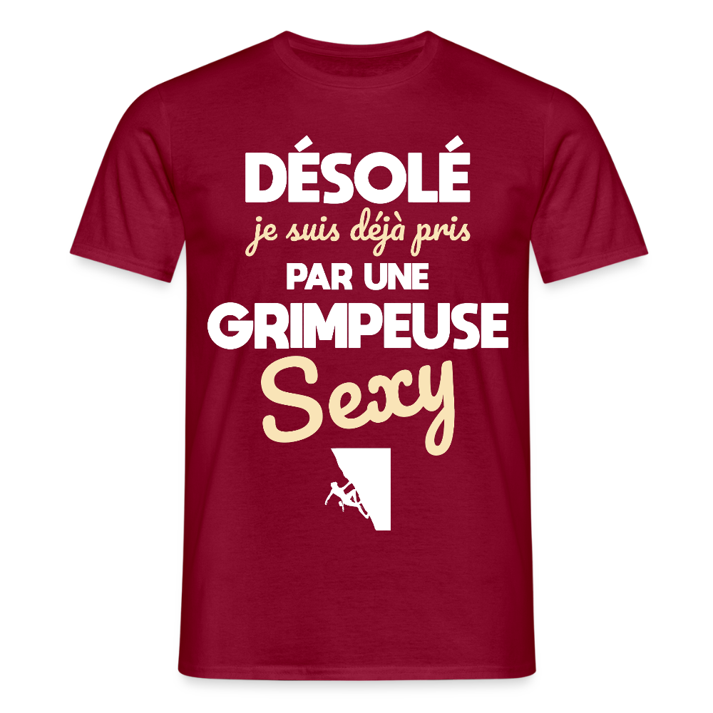 T-shirt Homme - Je suis pris par une grimpeuse sexy - rouge brique
