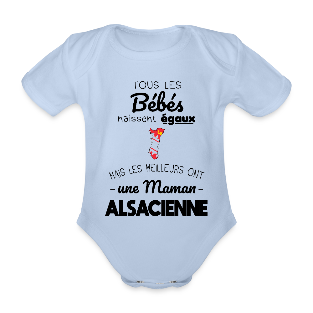 Body Bébé bio manches courtes - Les Meilleurs Ont Une Maman Alsacienne - ciel