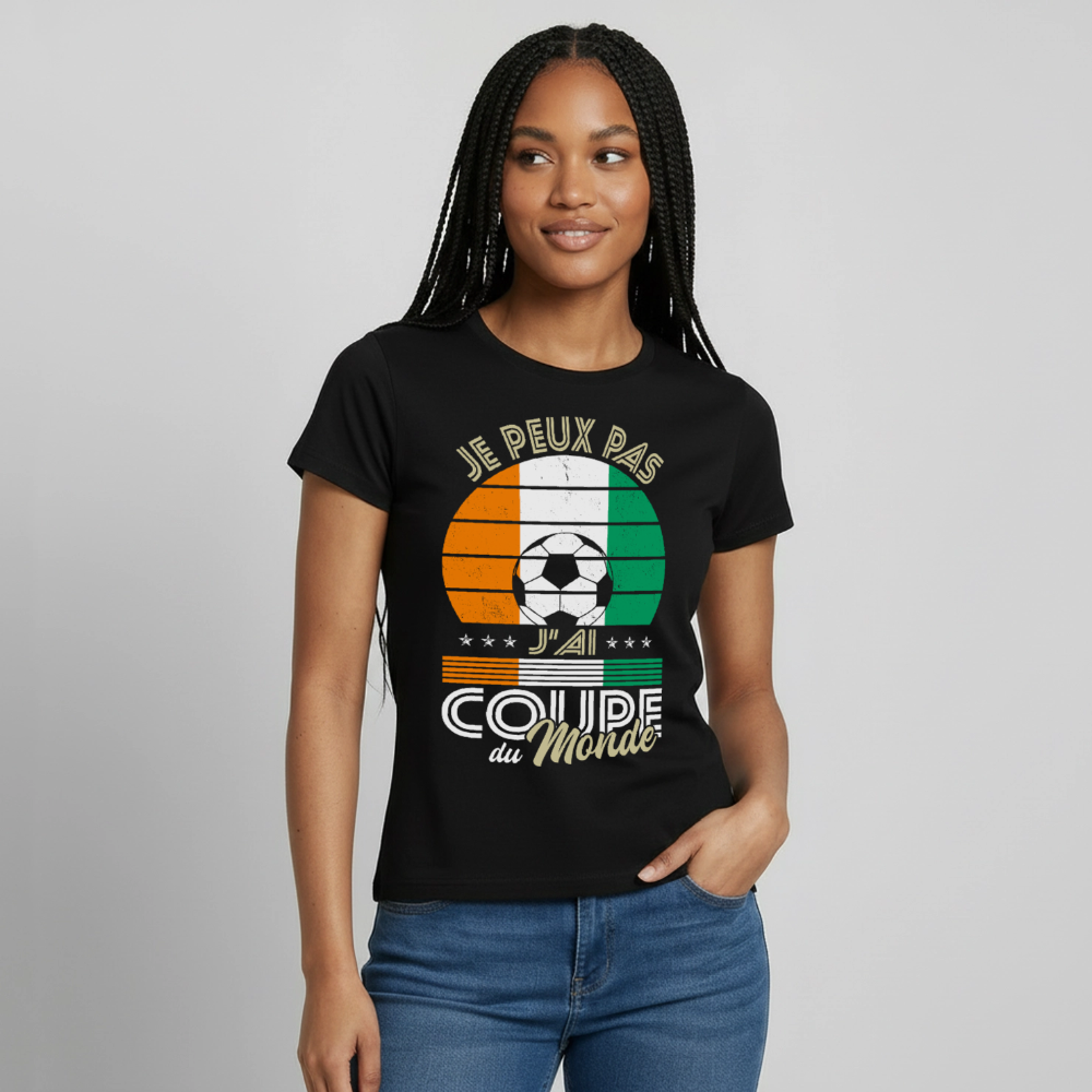 T-shirt Femme - Je peux pas j'ai Coupe du Monde - Côte d’Ivoire - noir