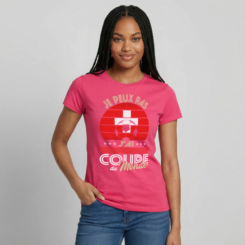 T-shirt Femme - Je peux pas j'ai Coupe du Monde - Suisse - rose azalée