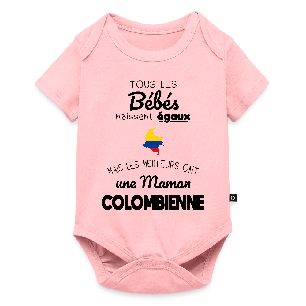 Body Bébé bio manches courtes - Les Meilleurs Ont Une Maman Colombienne - rose