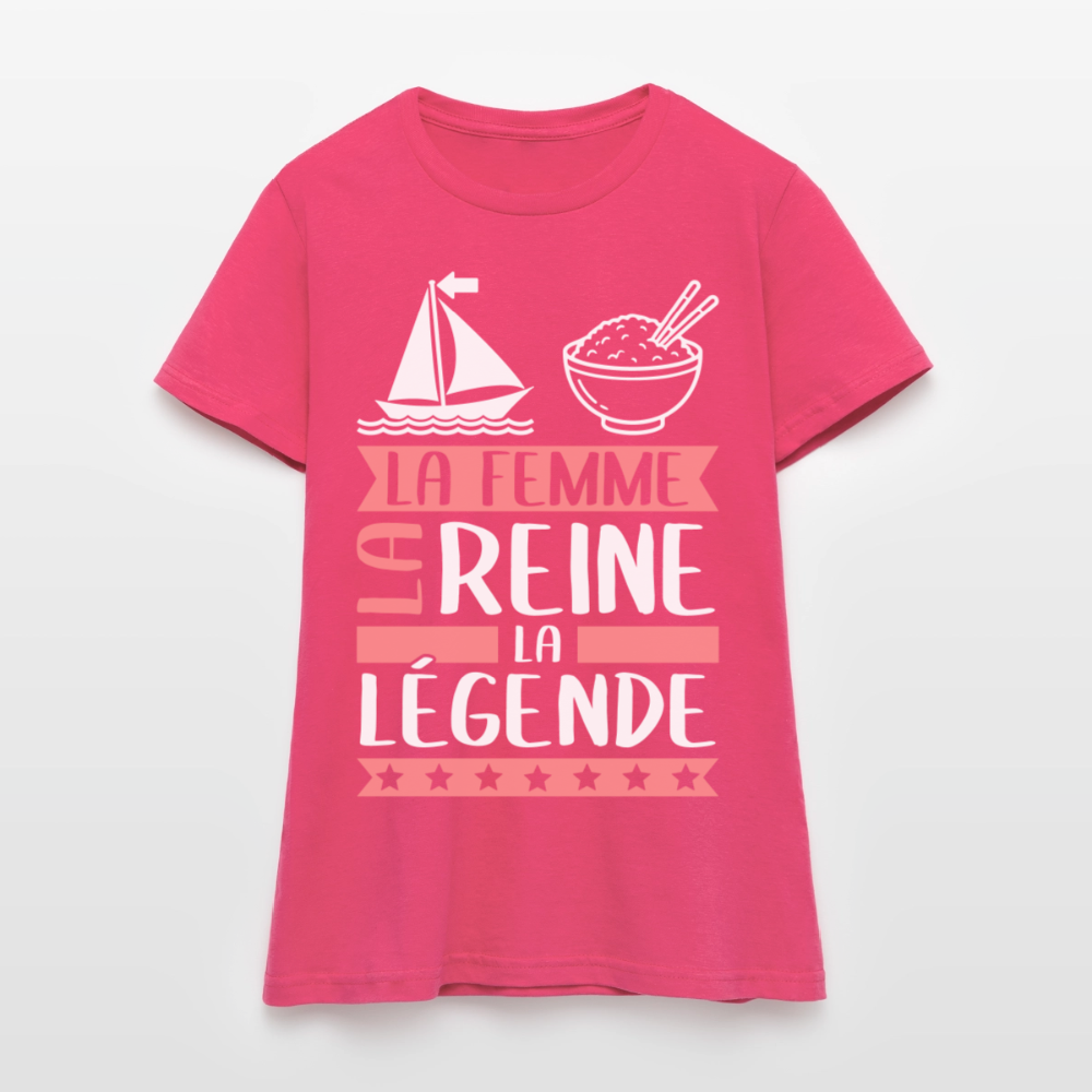 T-shirt femme Marie rébus – La femme, la reine, la légende - rose azalée