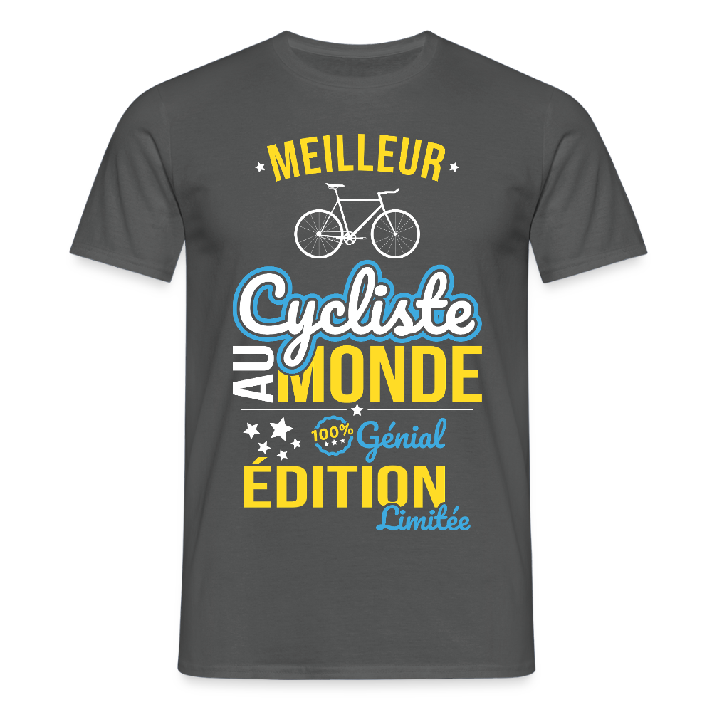 T-shirt Homme - Meilleur Cycliste au monde - 100% génial - charbon