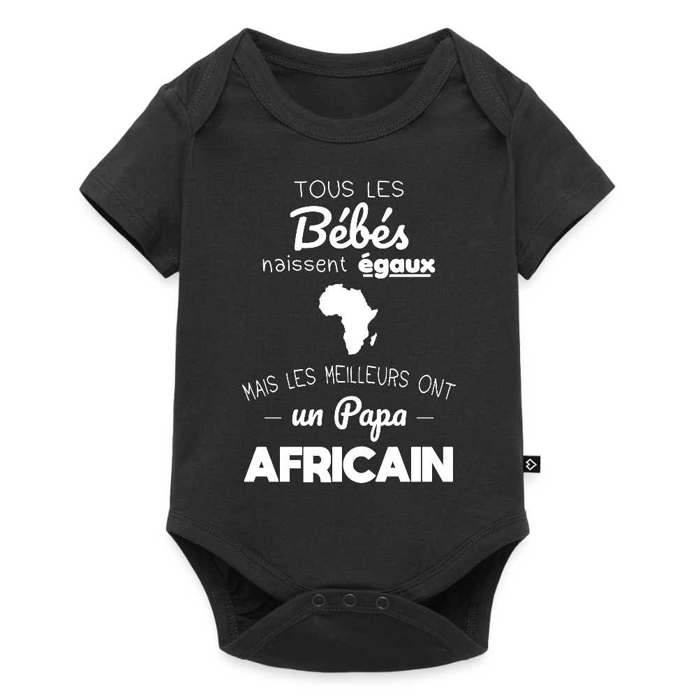 Body Bébé bio manches courtes - Les Meilleurs Ont Un Papa Africain - noir