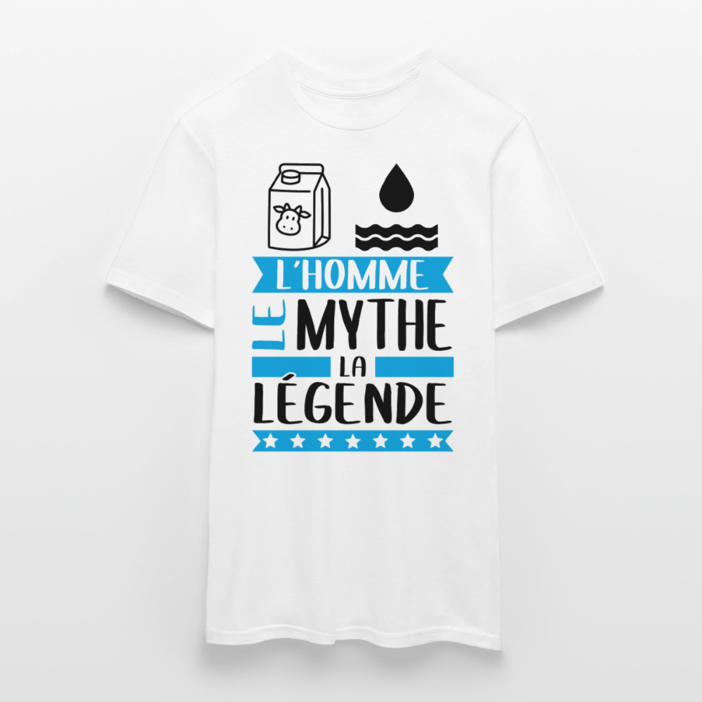 T-shirt homme coloris clair Léo en rébus – L’homme, le mythe, la légende - blanc
