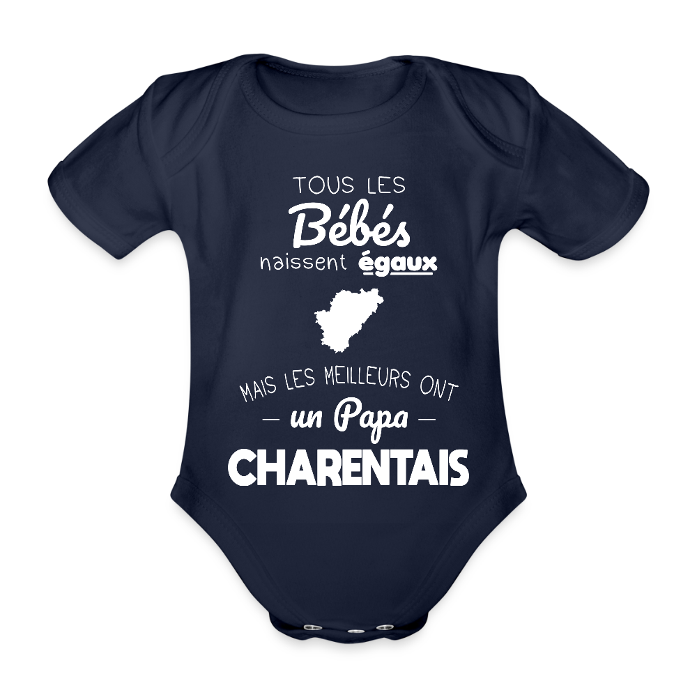 Body Bébé bio manches courtes - Les Meilleurs Ont Un Papa Charentais - marine foncé