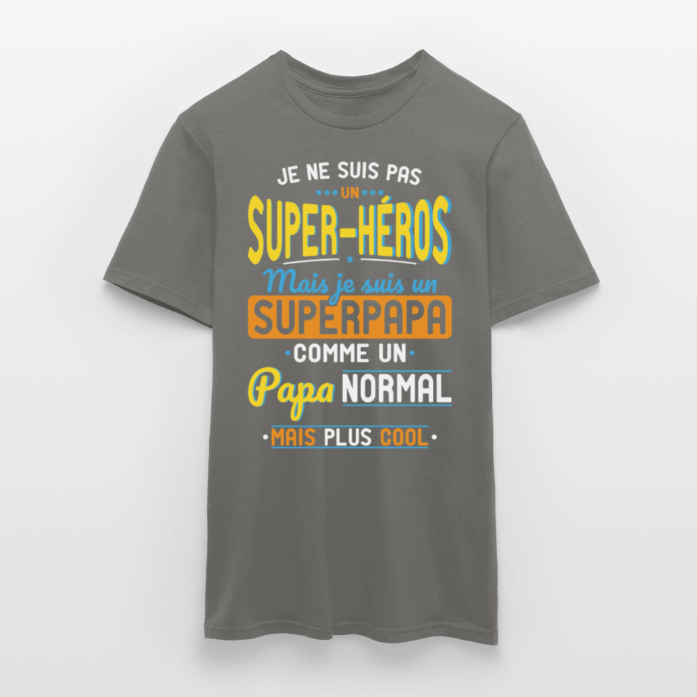 T-shirt Homme - Pas un Super-héros mais un super Papa - gris graphite