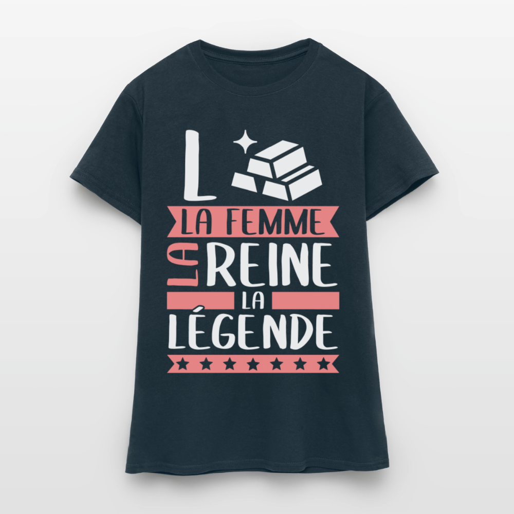 T-shirt femme Laure rébus – La femme, la reine, la légende - marine