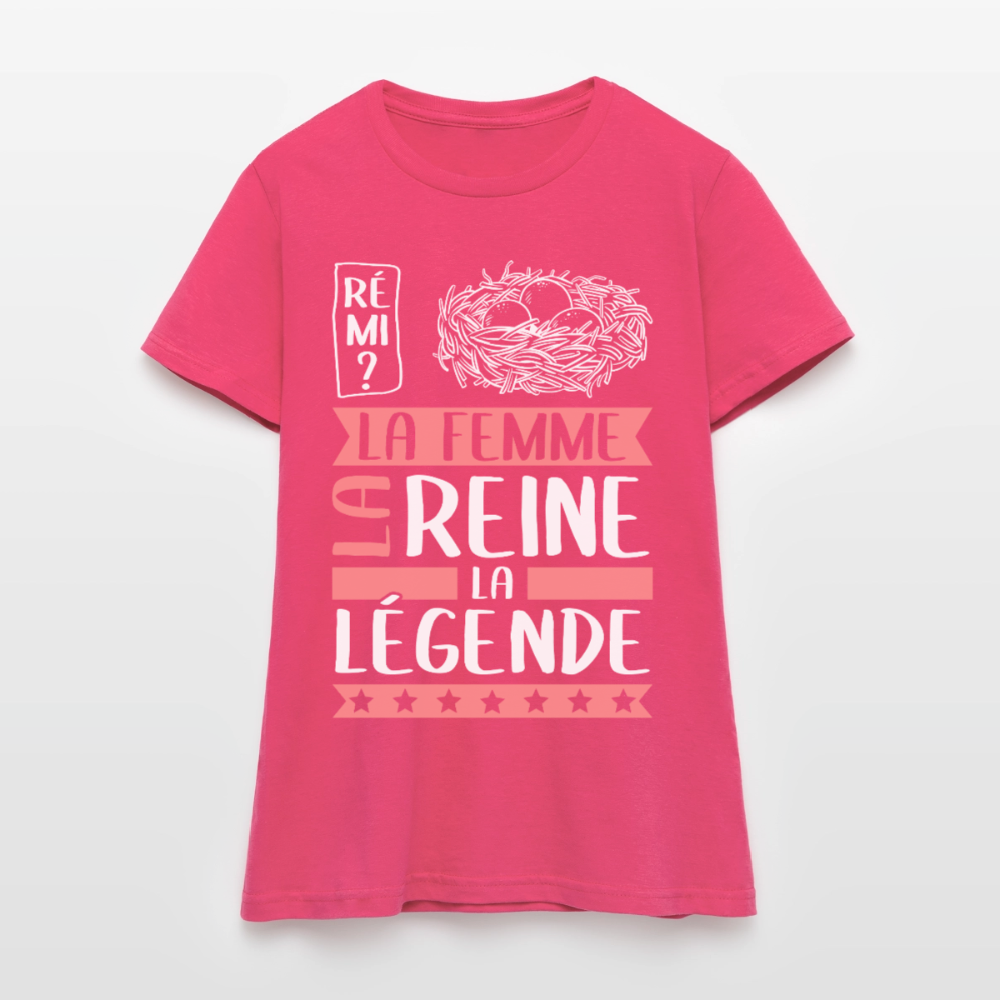 T-shirt femme Fanny rébus – La femme, la reine, la légende - rose azalée