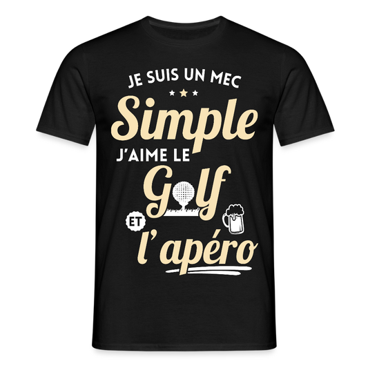 T-shirt Homme - J'aime le golf et l'apéro - noir