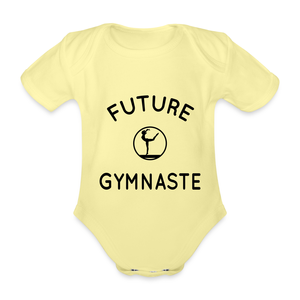 Body Bébé bio manches courtes - Future gymnaste - jaune délavé