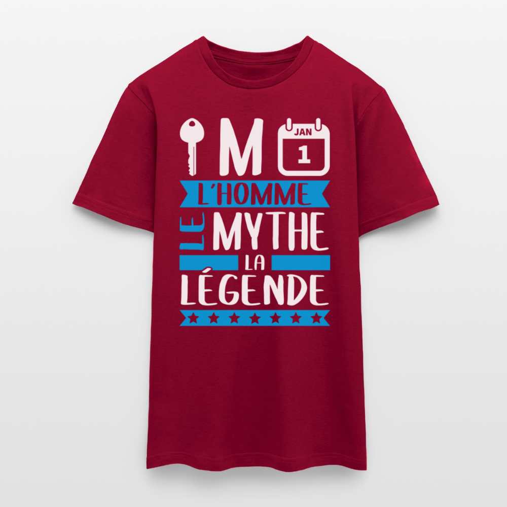 T-shirt homme Clément rébus – L’homme, le mythe, la légende - rouge brique
